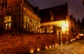 Night Street house Great Beguinage, Leuven, Belgium Royalty Free Stock Photo