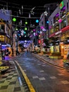 Korean shopping street at night