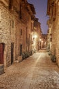 Night street of the medieval village of Ainsa situated in the Sp Royalty Free Stock Photo