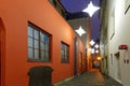 Night street in the Old Town of Riga, Latvia Royalty Free Stock Photo