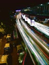 Night street scene, light trail of traffic on mumbai streets Royalty Free Stock Photo
