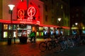 Night street view on Filmstaden cinema at Davidshall, Malmo, Sweden. Bicycle parking Royalty Free Stock Photo