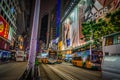 Night street view in Mong Kok shopping center Hongkong Royalty Free Stock Photo