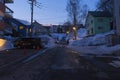 Night street view of Niseko Mt. Resort Grand Hirafu at Niseko Royalty Free Stock Photo