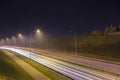 Night street view with tracers in Daugavpils city Royalty Free Stock Photo