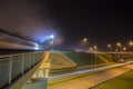 Night street view with tracers in Daugavpils city