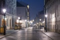 Night streets lights in Krakow Royalty Free Stock Photo
