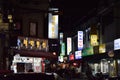 Night on the streets of South korea, many signs