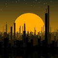 Night Sunset Colored Cityscape Illustration