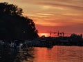 Night sunset nature river poster