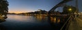 Night sunset scene in the shore of the Douro river with quiet sailing boats silhouettes in Porto skyline, Portugal Royalty Free Stock Photo