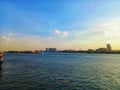 Night and Sunset view at River Nile at Fish boat in Cairo Royalty Free Stock Photo