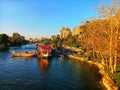 Sunset view at River Nile at Fish boat in Cairo in Egypt Royalty Free Stock Photo