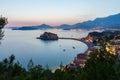 Night Sveti Stefan sea islet (Montenegro)