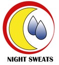 Night sweats icon, sympton of aids, monkeypox and other disease