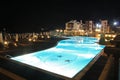 Night swimming pool. Hotel. Royalty Free Stock Photo