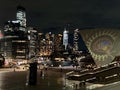 Night in Sydney illuminated opera house, panoramic view of the city. Royalty Free Stock Photo