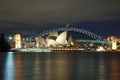 Night Sydney Opera House with Harbour Bridge Royalty Free Stock Photo