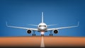 Night Takeoff Plane In Airport Front View Royalty Free Stock Photo