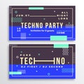 Night Techno Party Club Invitation Card or Flyer Template. Royalty Free Stock Photo