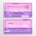 Night Techno Party Club Invitation Card or Flyer Template.