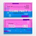 Night Techno Party Club Invitation Card or Flyer Template. Modern Abstract Flat Swiss Style Background with Decorative