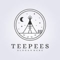 night teepee tent of traditional american ethnic in emblem for logo icon vector illustration design Royalty Free Stock Photo