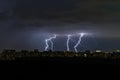 Night thunderstorm in Moscow city