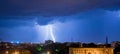 Night thunderstorm over the buildings Royalty Free Stock Photo