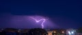 Night thunderstorm over the buildings Royalty Free Stock Photo