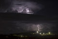 Night thunderstorm over the city, Sardinia, Italy