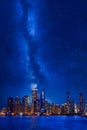 Night time Chicago downtown cityscape Royalty Free Stock Photo