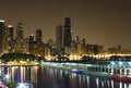 Night time Chicago Skyline Royalty Free Stock Photo