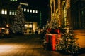 Night time in the city. Christmas time. Royalty Free Stock Photo
