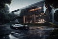 Supercar Meets Luxury: Imposing House with Sleek Automotive Additio