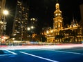 Night time city scape in sydney and light Royalty Free Stock Photo