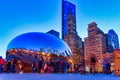 The Chicago Bean at Night, Millennium Park, Chicago Illinois, USA Royalty Free Stock Photo