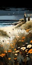 Coastal House: Digital Art Print On Canvas With Mixed Styles