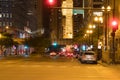 Night time exterior view of downtown Chicago Royalty Free Stock Photo