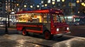 Night-time Food Truck on City Street