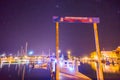 Night time in Hope Town Harbor with Lighthouse Royalty Free Stock Photo