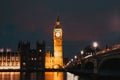 night time in London Big Ben and Westminster palace Royalty Free Stock Photo