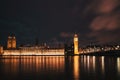night time in London Big Ben and Westminster palace Royalty Free Stock Photo