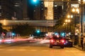 Night time long exposure downtown as busy car traffic Royalty Free Stock Photo