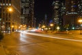 Night time long exposure of generic busy downtown city Royalty Free Stock Photo