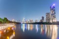 Night Time Photo of Downtown Autin,Texas from the boardwalk on Lady Bird Lake Royalty Free Stock Photo