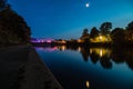 Night time reflections in the River Ouse in York, England. The Millennium Bridge Royalty Free Stock Photo