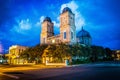 Night time shot of Minor Basilica in Natchitoches