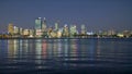 Night time shot of the skyline of perth and the swan river Royalty Free Stock Photo