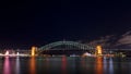 Night Time shot of Sydney Harbour Bridge and Opera House from Milsons Point, NSW, Australia Royalty Free Stock Photo